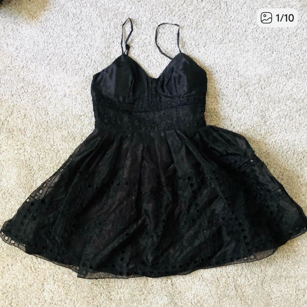 Flirty & Fun Black Lace Mini Party Dress
